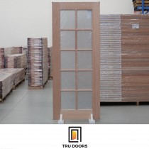 10 LITE FROSTED SAFET GLASS SOLID TIMBER FRENCH DOORS